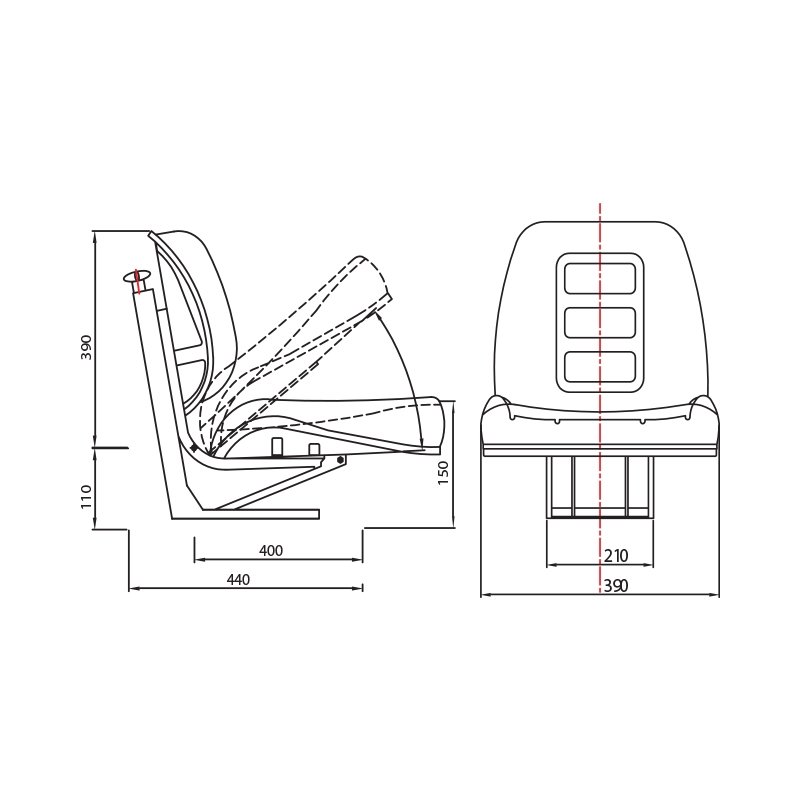 Scaun universal tractor cu sezut rabatabil